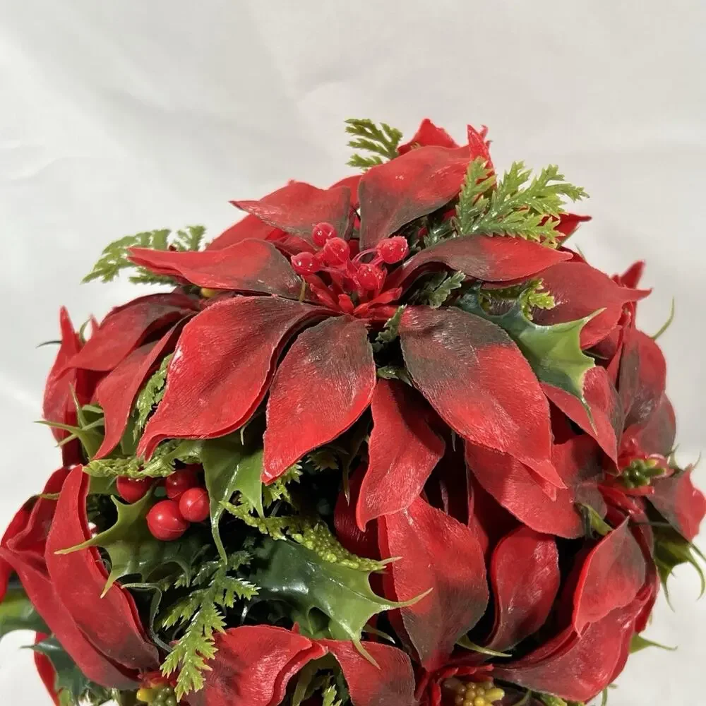Vintage MCM Christmas Centerpiece Poinsettia Mid Century Kitsch Plastic Floral